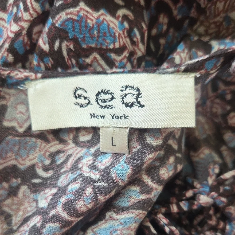 Sea New York Amaki Lilac Whimsical Cottagecore Bohemian Floral Maxi Dress L Bx22 - Picture 14 of 16